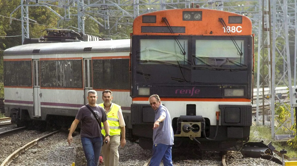 Imagen de archivo de un tren descarrilado entre Postbou y Barcelona en el año 2019