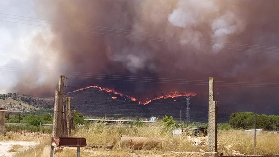 Vídeo: así avanzan las llamas del incendio forestal de Beneixama (Alicante)