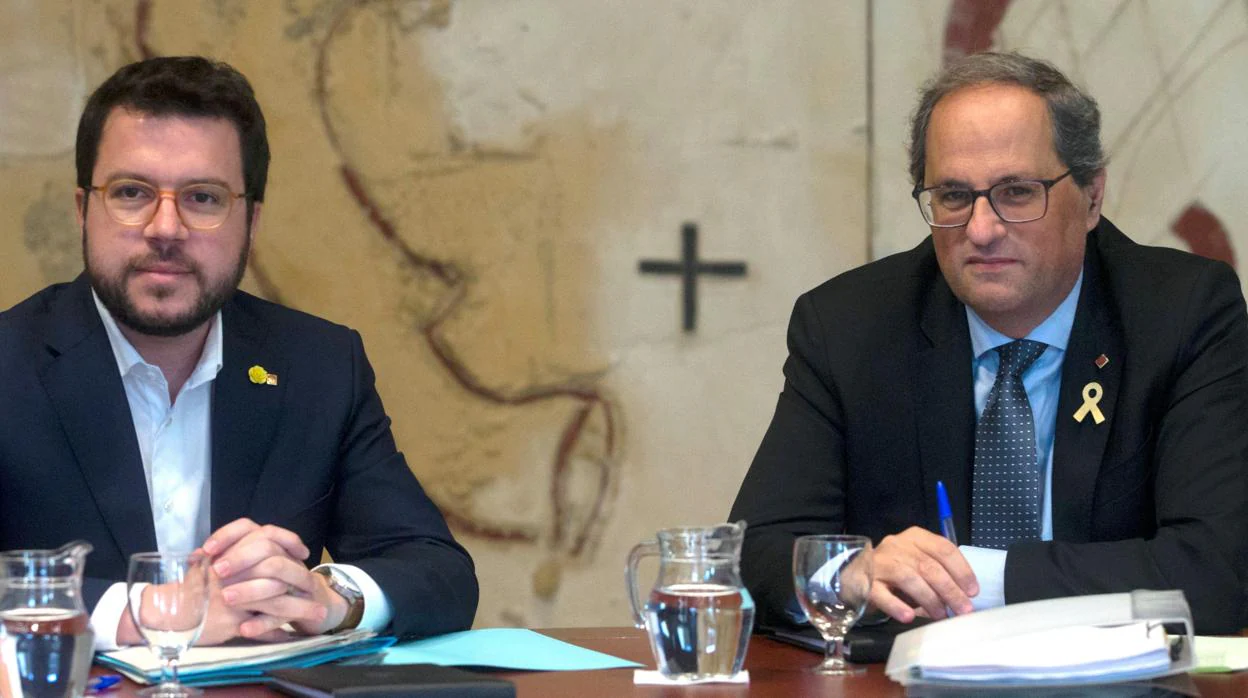 Quim Torra y Pere Aragonès en una reunión el gobierno catalán