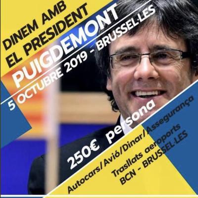 Cene con Carles Puigdemont por 250€ el cubierto