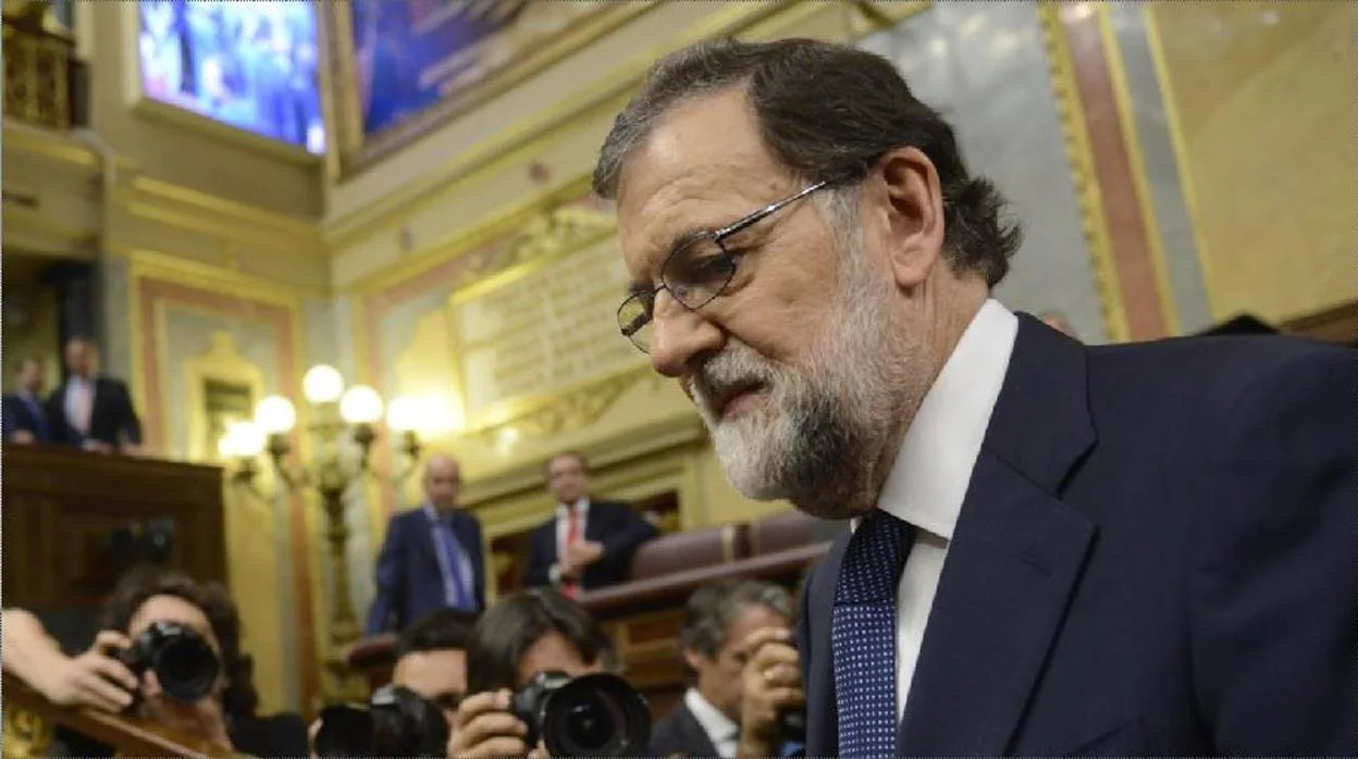 Mariano Rajoy , en 2017, durante una sesión del Congrso para explicar la posición del Gobierno ante el independentismo