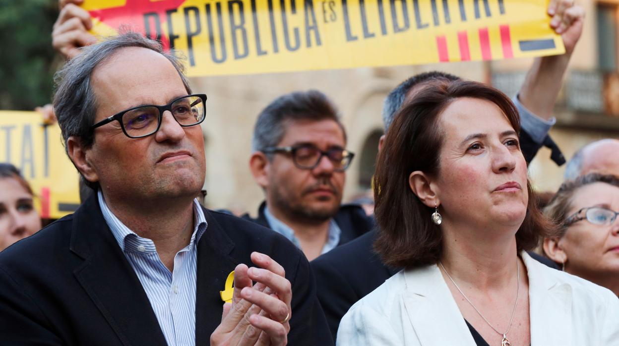 El presidente de la Generalitat, Quim Torra, y la presidenta de la ANC, Elisenda Paluzie