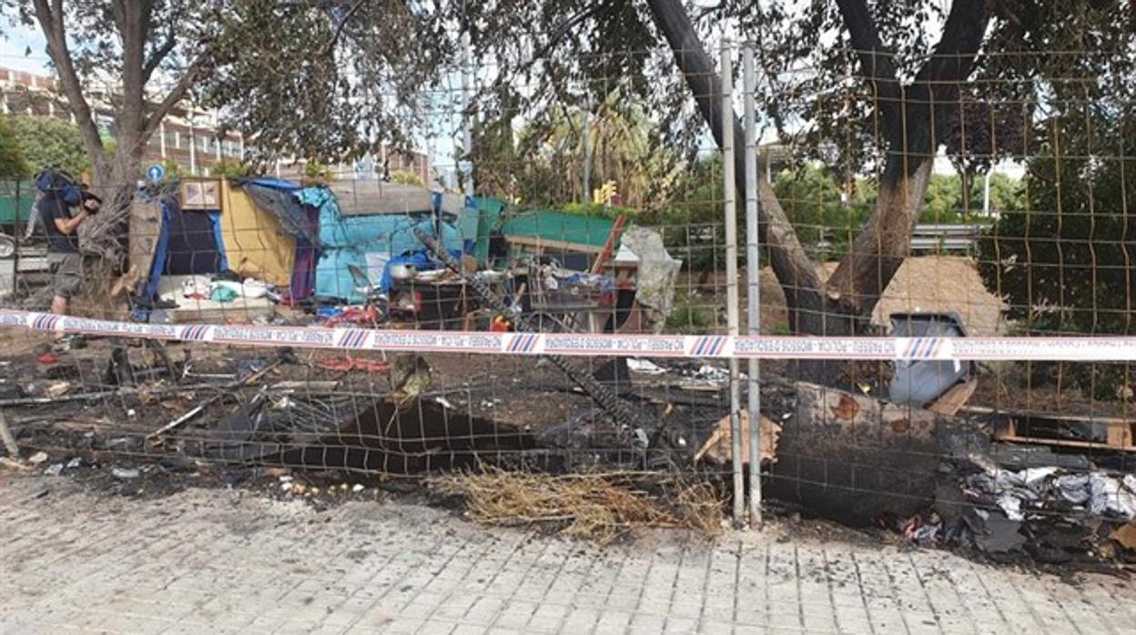 Imagen de la zona chabolas calcinada por el fuego