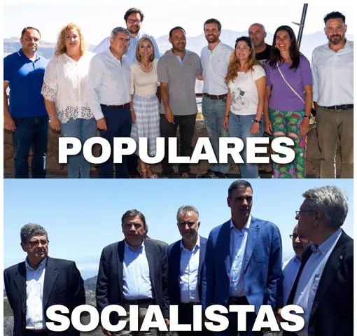 Simpatizantes del PP ironizan con el feminismo del PSOE por las imágenes de la visita al fuego de Canarias