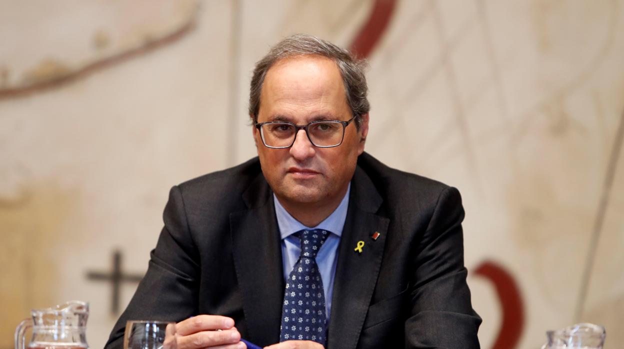 El presidente de la Generalitat, Quim Torra, durante la reunión semanal del Govern