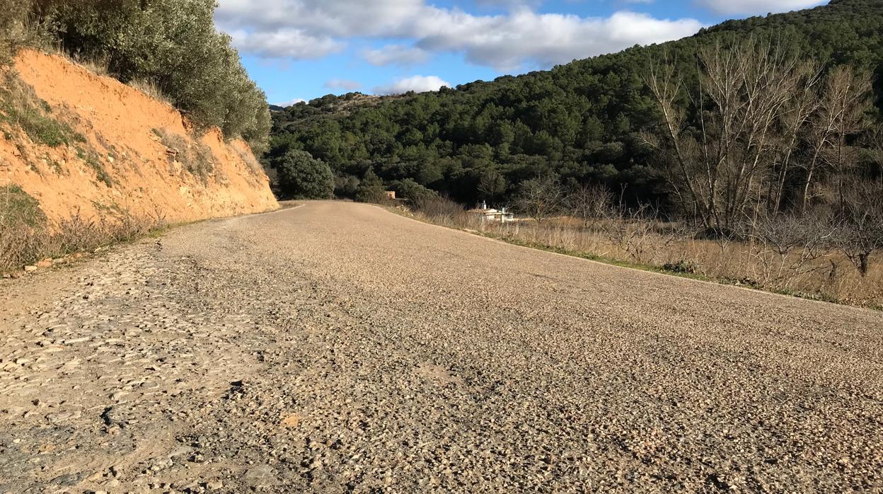 Ejemplo de firme deteriorado en una carretera de la red autonómica aragonesa