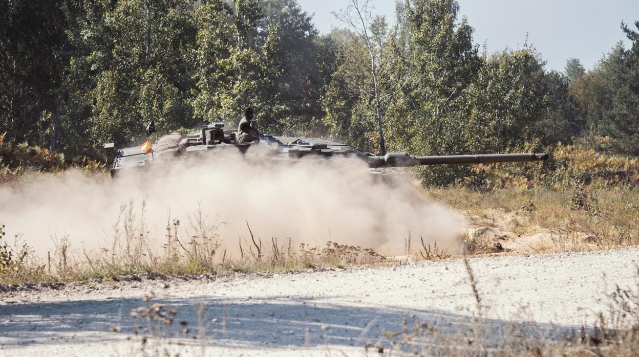 Carro de combate Leopardo, en un ejercicio este mes en la base de Adazi (Letonia)