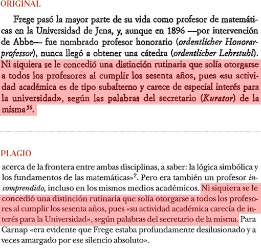 Plagio de Manuel Cruz (pág. 21) a «Los lógicos», de Jesús Mosterín (pág. 84)