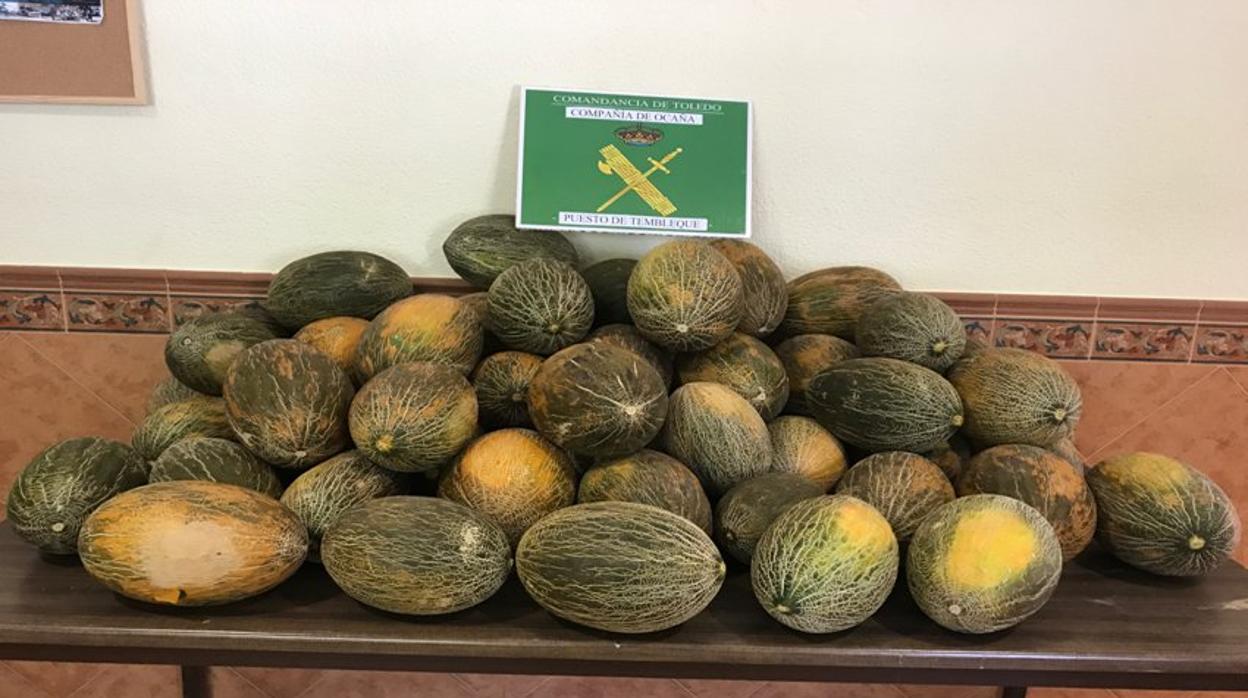 Algunos de los melones recuperados por la Guardia Civil