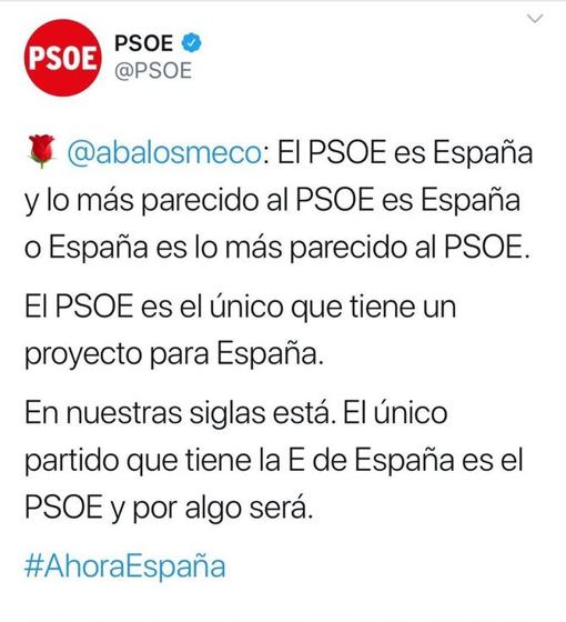 Mensaje borrado en la cuenta oficial del PSOE