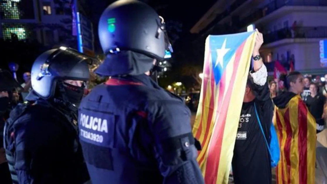 Manifestación de los CDR en Calella (Barcelona) contra la Guardia Civil, el jueves