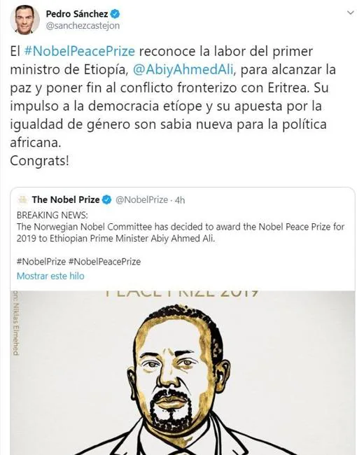 Tuit borrado por Pedro Sánchez