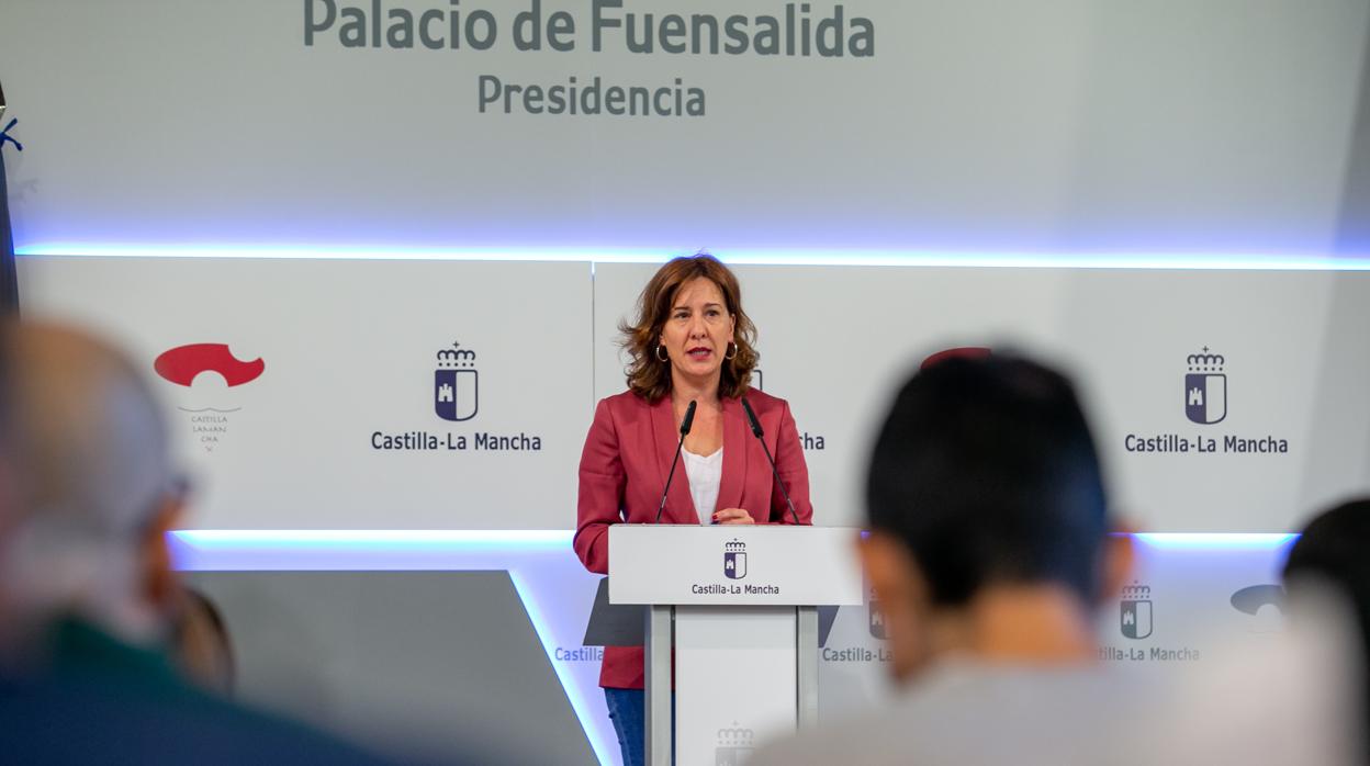 La portavoz del Gobierno regional, Blanca Fernández, en la rueda de prensa del Consejo de Gobierno
