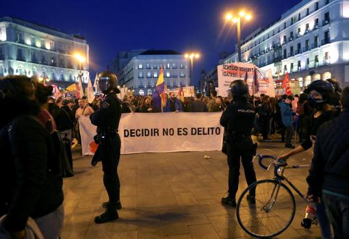 Los concentrados, esta tarde, en la Puerta del Sol