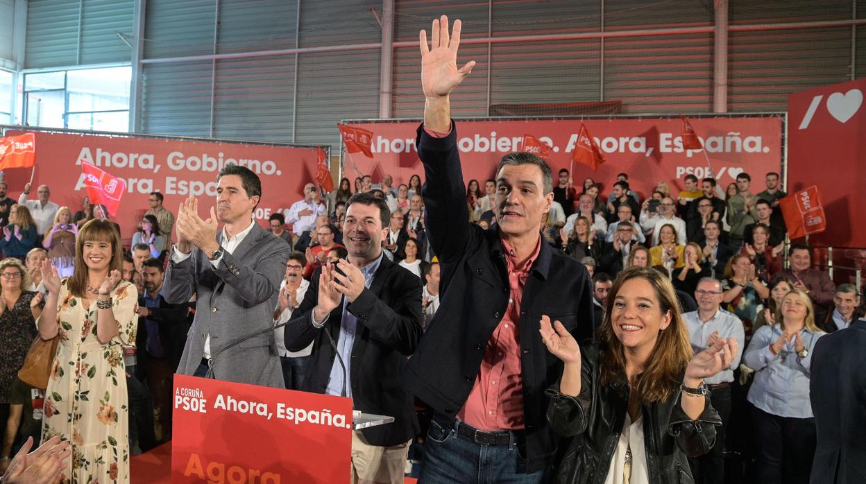 Pedro Sánchez, durante su mitin de este domingo en La Coruña