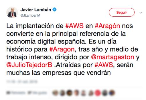 Amazon anuncia su instalación en Aragón mientras Sánchez y Lambán compiten por apuntarse el tanto