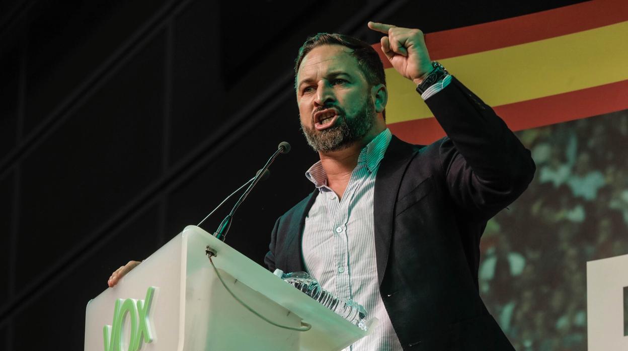 El presidente de Vox, Santiago Abascal, ayer durante su mitin en Valencia