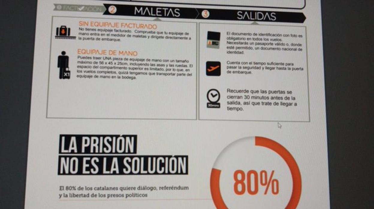 Propaganda de Òmnium en un billete de Easyjet