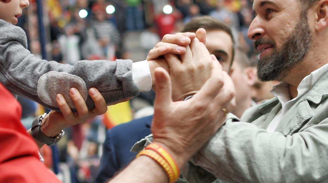 Imagen de Santiago Abascal tomada durante un mitin de Vox en Alicante