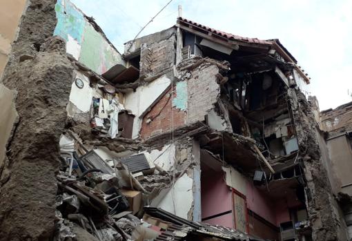 Estado en que ha quedado el edificio tras el derrumbe