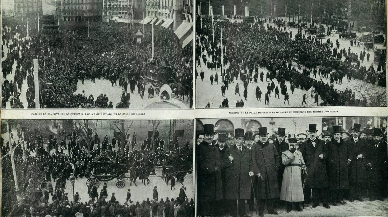 Varias imágenes del entierro del escritor Benito Pérez Galdós, en Madrid el 4 de enero de 1920