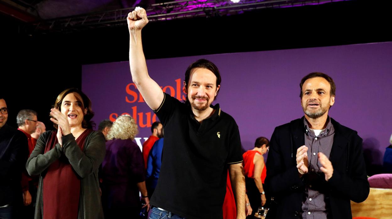 El secretario general de Podemos y candidato de Unidas Podemos a la Presidencia del Gobierno, Pablo Iglesias, durante un mitin en Barcelona