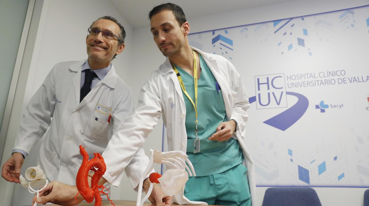 Los doctores San Román y Amat, del servicio de Cardiología del Hospital Clínico de Valladolid, ayer durante la persentación