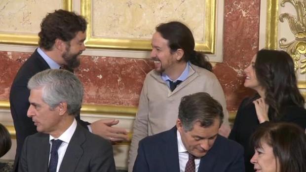 Rufián ataca a Iglesias por una charla informal con el portavoz de Vox en el Congreso