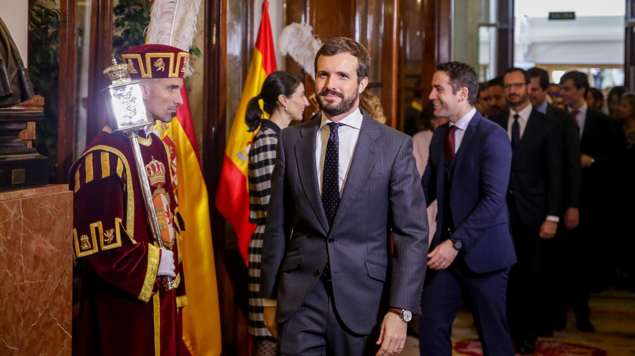 El presidente del PP, Pablo Casado, el Día de la Constitución en el Congreso de los Diputados