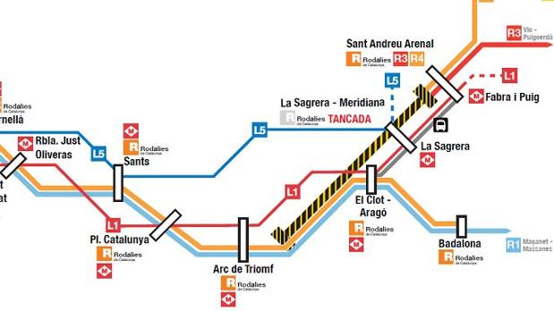 Importantes cortes en los Rodalies en Barcelona durante la Navidad por las obras de Glòries