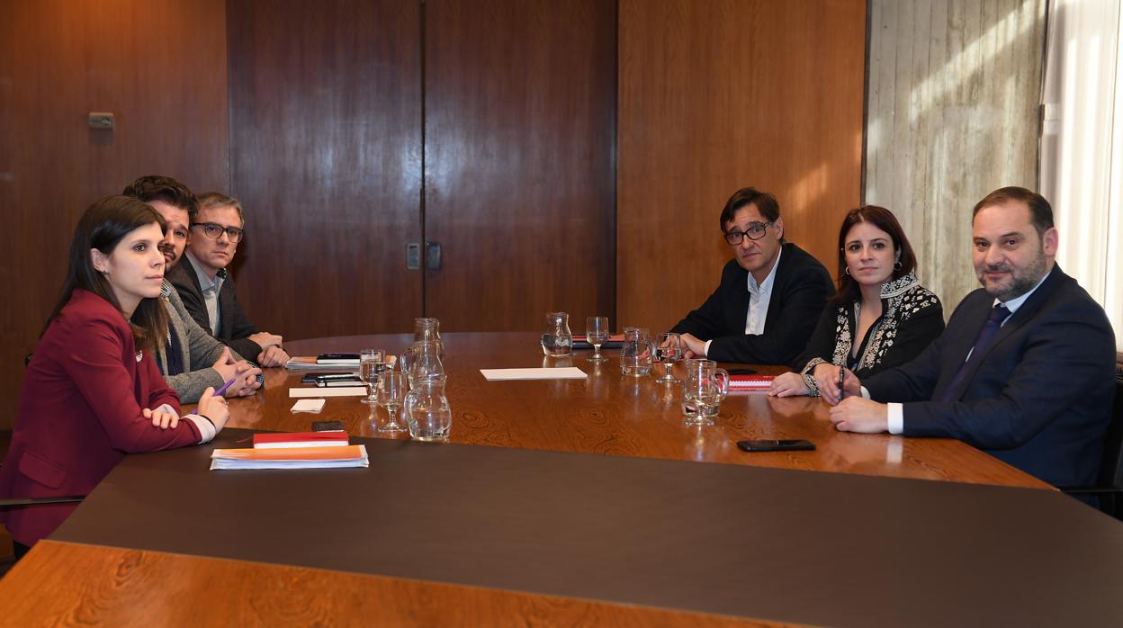 Reunión entre ERC y PSOE, ayer en Barcelona