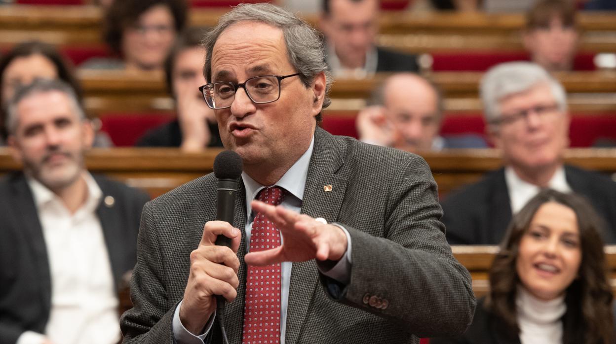 El presidente catalán, Quim Torra, en el Parlament