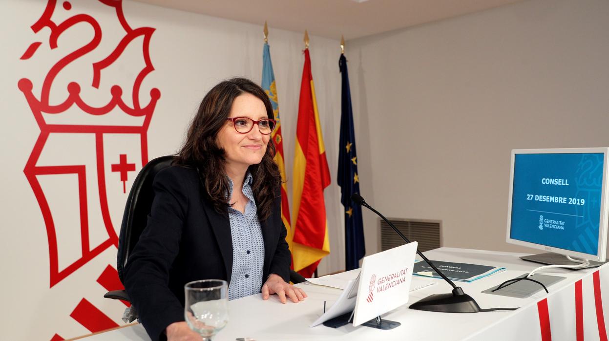 Mónica Oltra, este viernes durante la rueda de prensa posterior al pleno del Consell