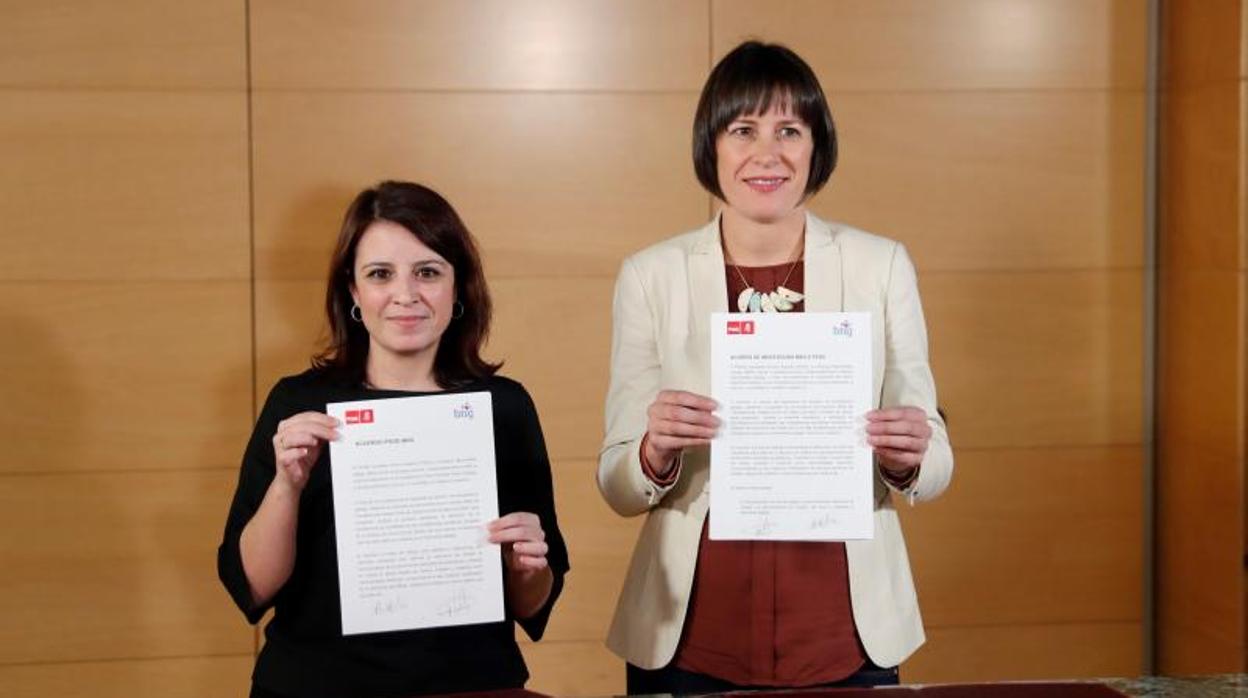 Adriana Lastra y Ana Pontón, este viernes en el Congreso