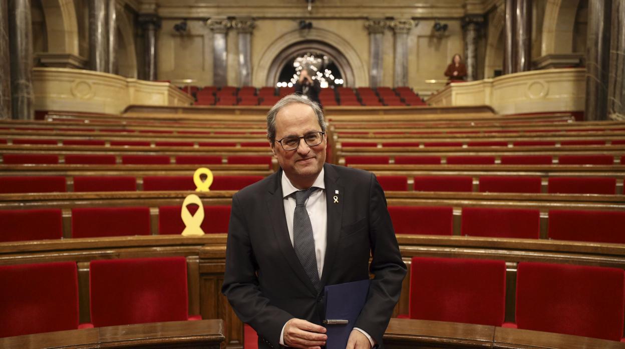 Quim Torra, en el pleno del Parlament que convocó para su ratificación