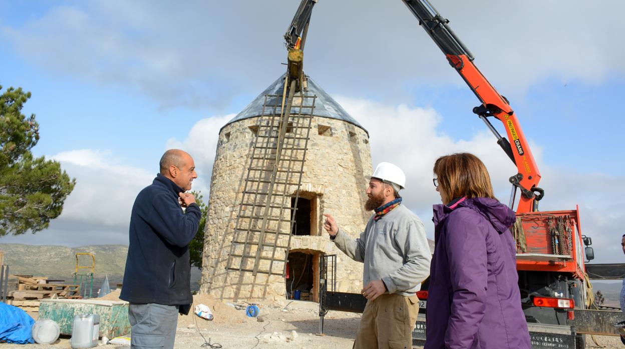 Imagen de uno de los molinos que la Diputación de Valencia reconstruye en Alcublas