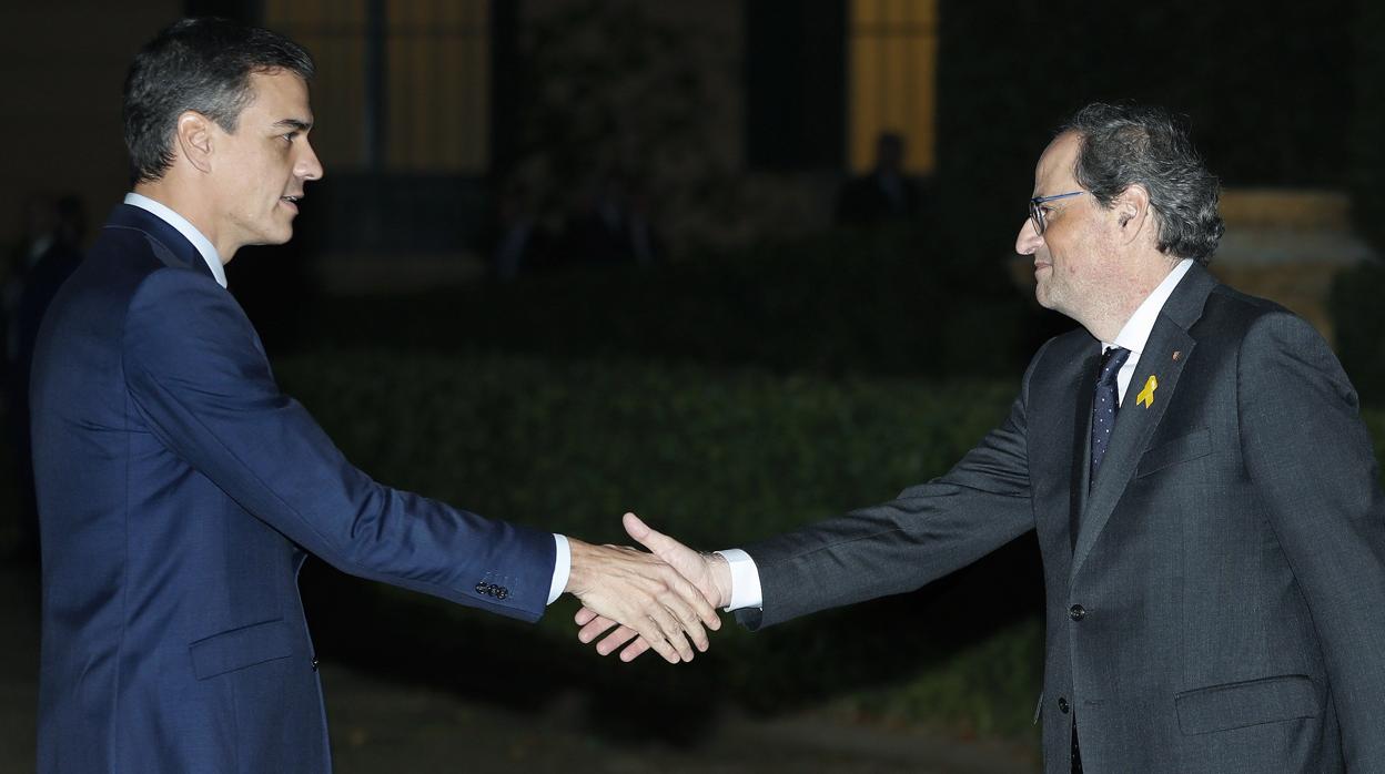 Quim Torra y Pedro Sánchez, en su encuentro en Pedralbes