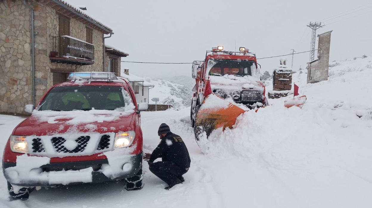 Imagen de una población afectada por la nieve en la provincia de Castellón