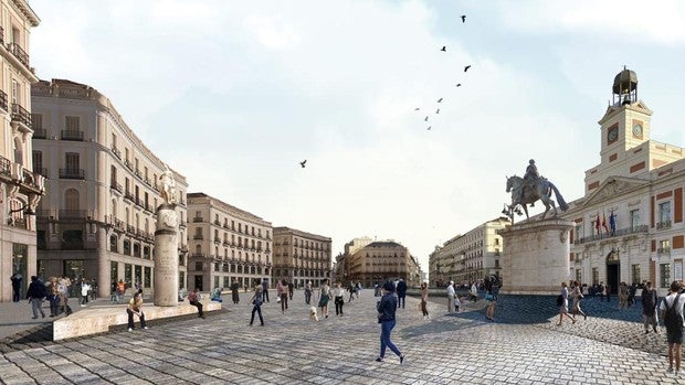 La Puerta del Sol en 2021: 100% peatonal y diáfana en el centro con la reordenación de kioscos y monumentos