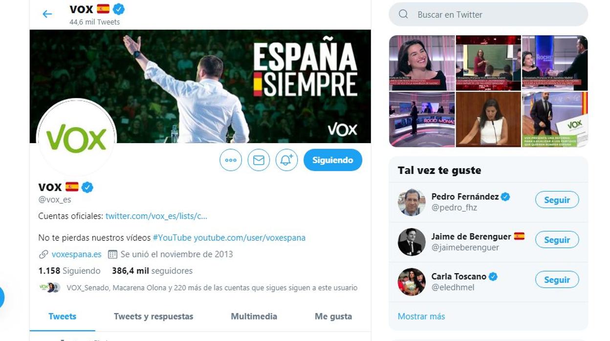 Twitter bloquea la cuenta de Vox