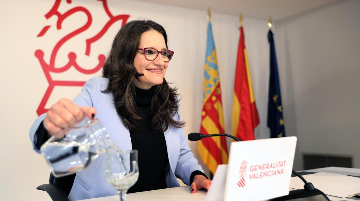 Mónica Oltra, este viernes, en la rueda de prensa del pleno del Consell