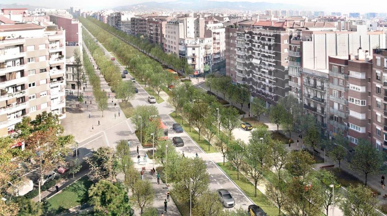 Imagen virtual de la futura Meridiana en su cruce con la calle Mallorca