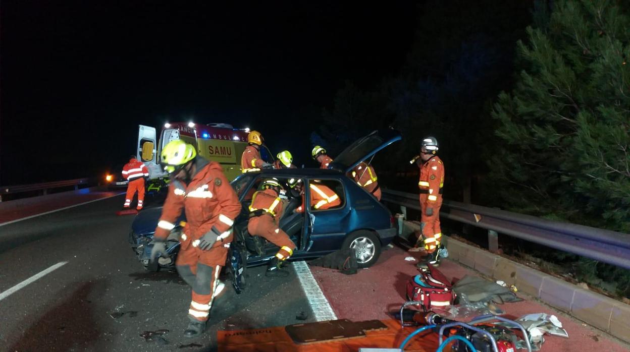 Imagen de uno de los coches siniestrados