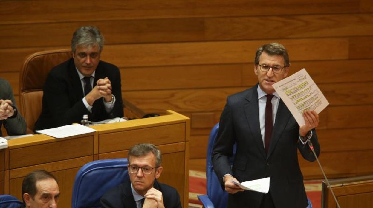 Feijóo, durante una sesión de control en el Parlamento