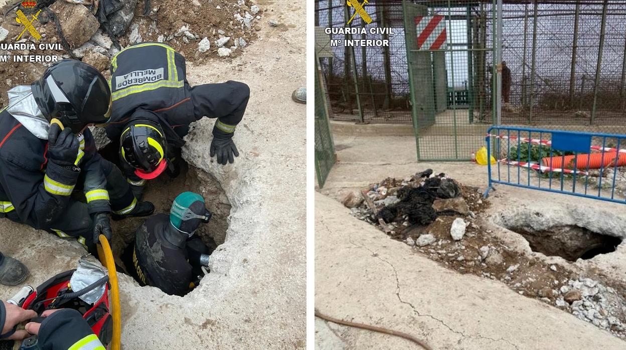 Buscan a un inmigrante que saltó la valla en Melilla y cayó en un canal de aguas fecales