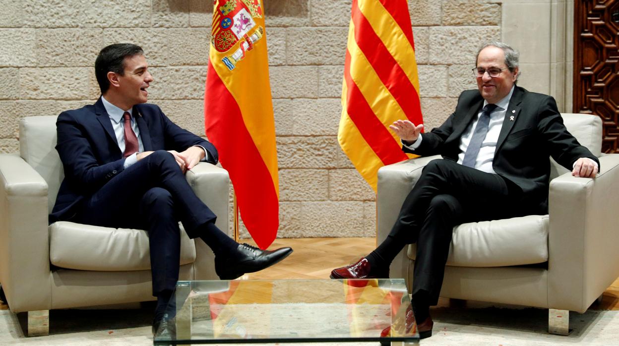 Pedro Sánchez y Quim Torra, en la reunión celebrada en Barcelona este jueves