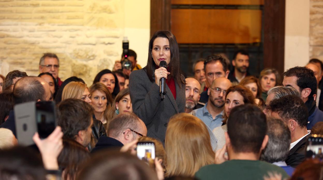 Inés Arrimadas, durane el acto público que ha celebrado este jueves en Toledo