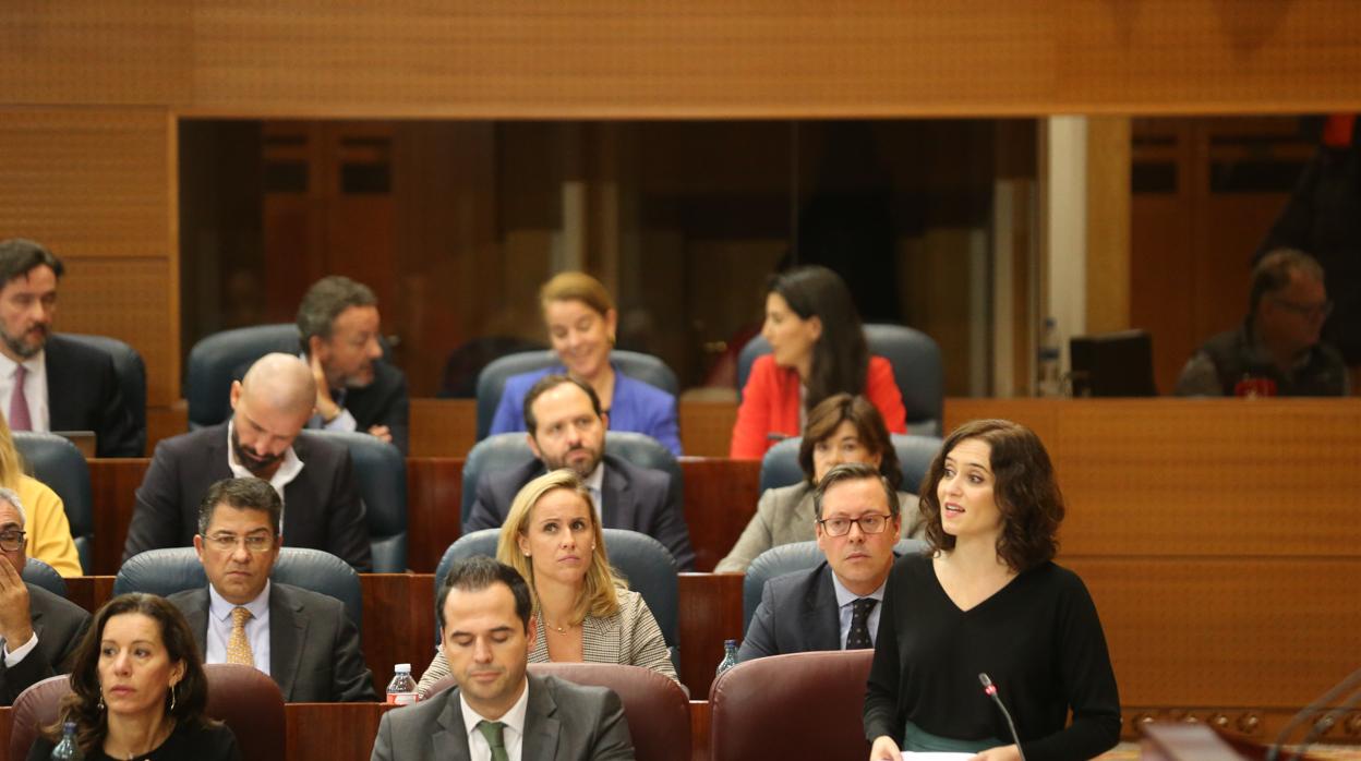 La presidenta Ayuso, en el pleno de la Asamblea