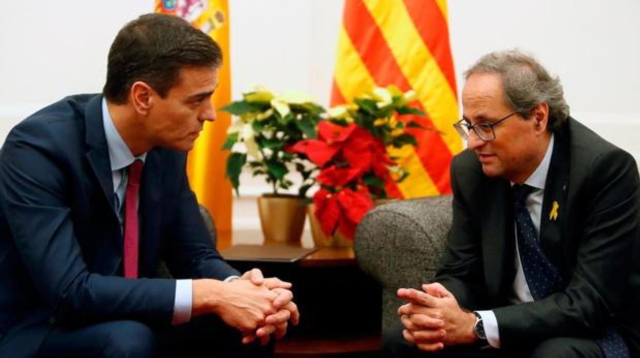 Pedro Sánchez y Quim Torra, en Pedralbes