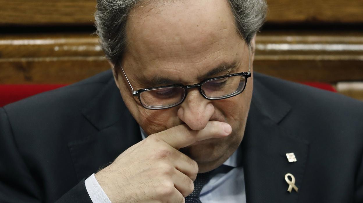 El presidente de la Generalitat, Quim Torra, en un pleno del Parlament esta semana